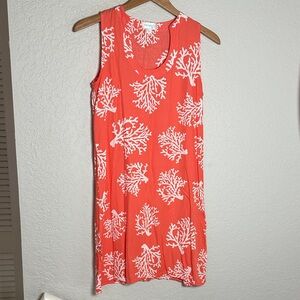 Escapada Beach Coral Dress Orange White Tropical Cruise Vacation Resortwear